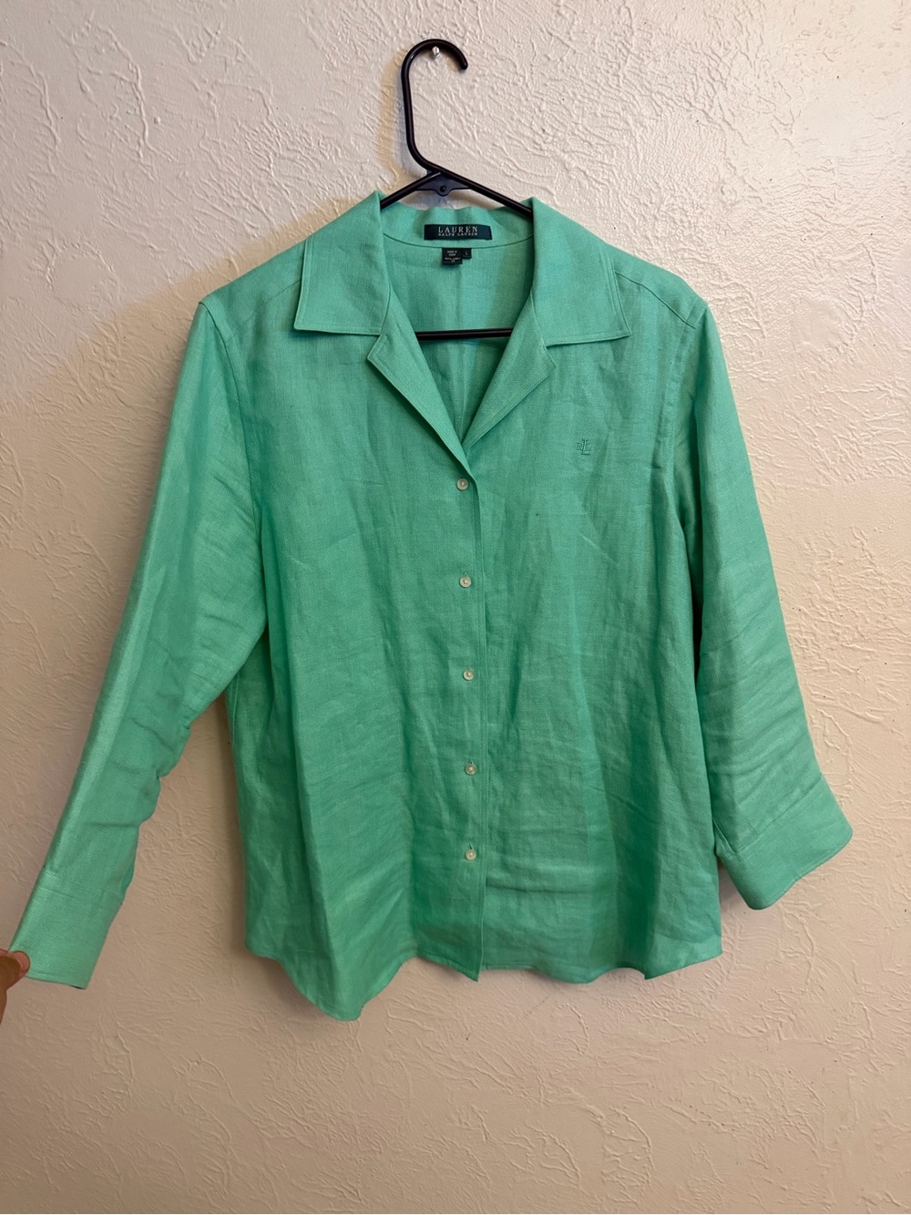 Lauren Ralph Lauren Linen Blouse with 3/4 Sleeves - Picture 2 of 8